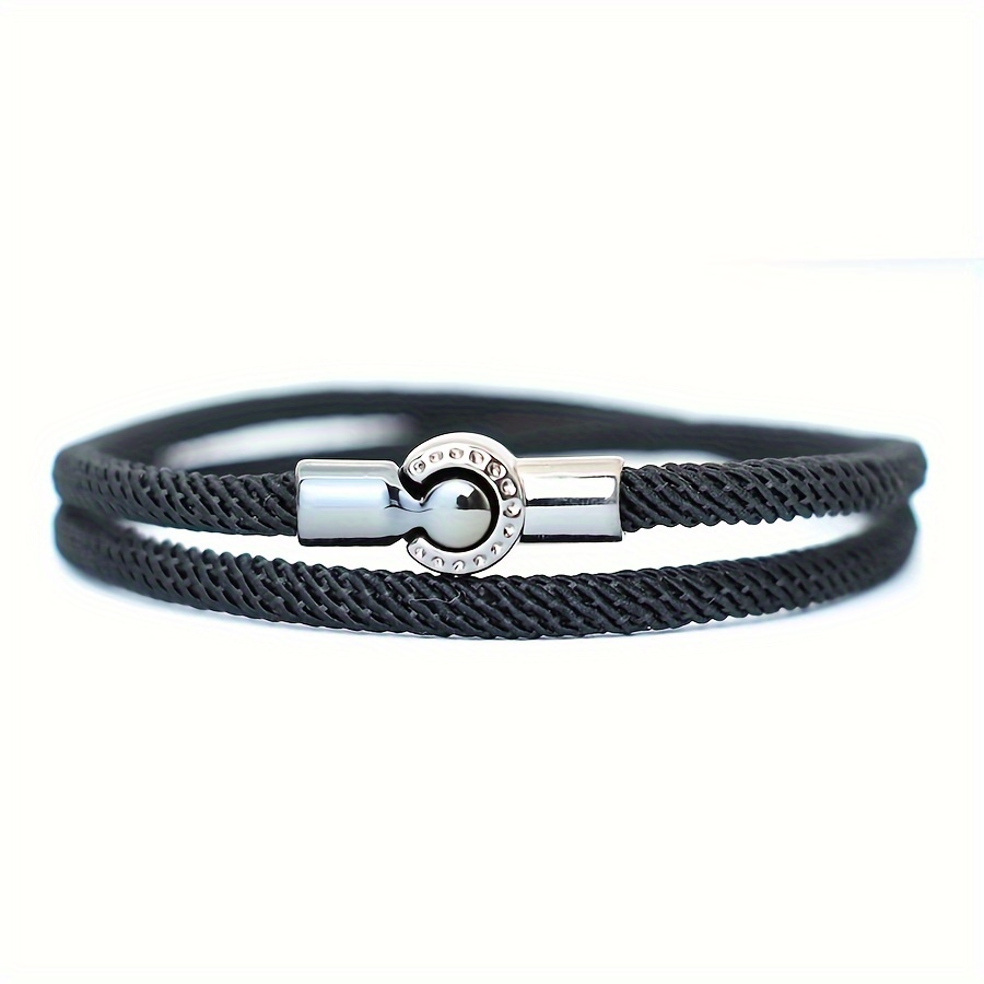   handcrafted mens nautical rope bracelet with black magnetic clasp double layer cord durable nylon ideal gift for him