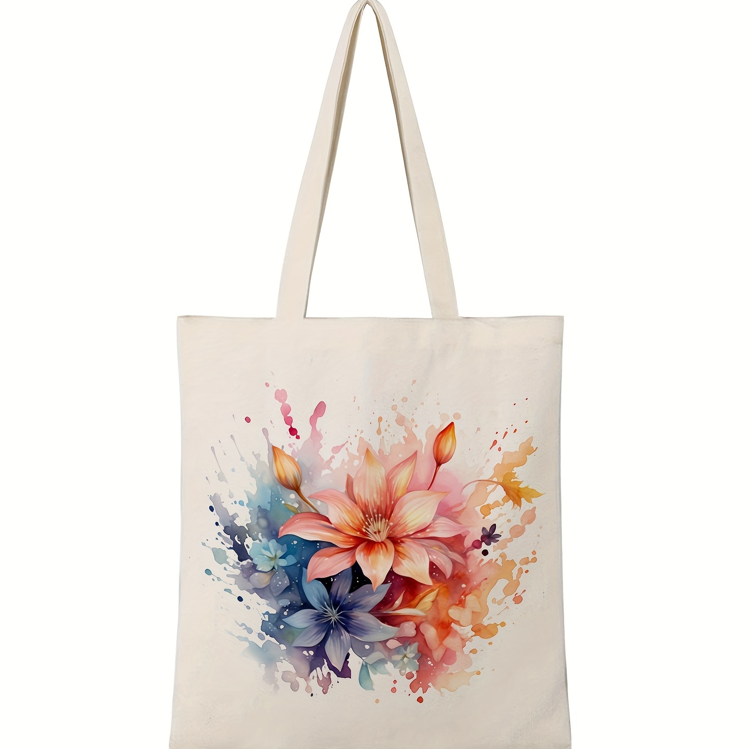 Aesthetic Floral Print Tote Bag, Cartoon Canvas Shoulder Bag, Women's  Casual Reusable Handbag & Shopping Bag - Temu