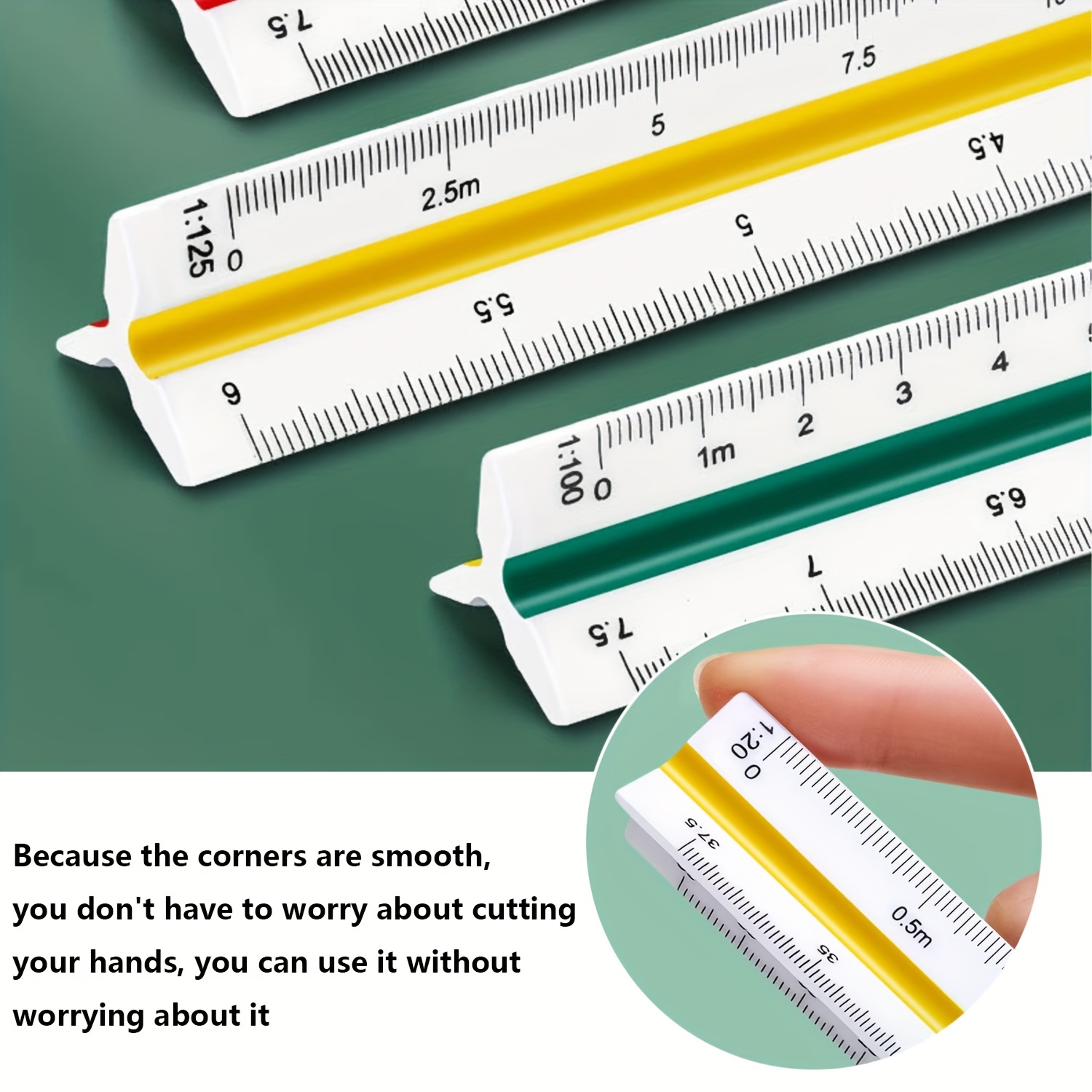 1:100 1:200 1:250 Triangular Metric Scale Ruler For Engineer