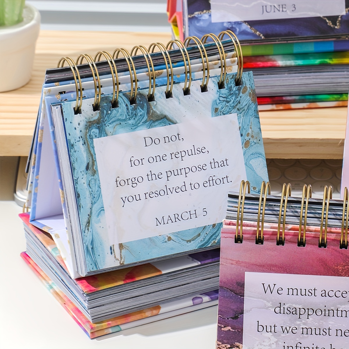 MESMOS Perpetual Desk Calendar, 366 Mindfulness Self Care Quotes, Mens Office Decor for Women, Office Desk Accessories for Men, Inspirational Gifts