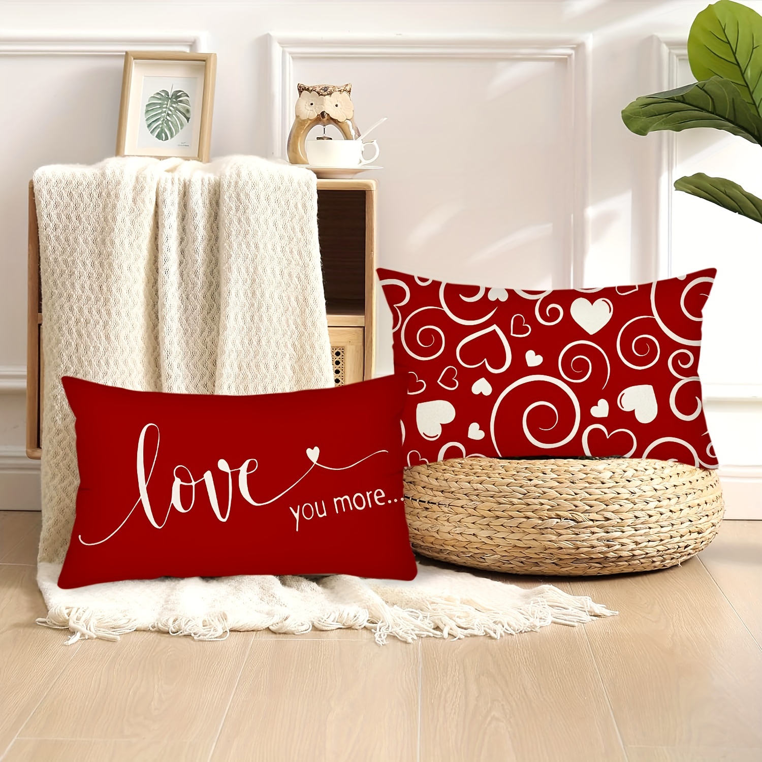 Happy Valentine's Day Throw Pillow Cover White Love Line - Temu