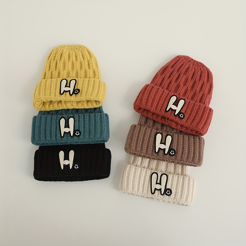 Children's Letters Color Blocking Mea Culpa Warm Hat, Fashion Simple  Knitted Hat For Autumn And Winter - Temu