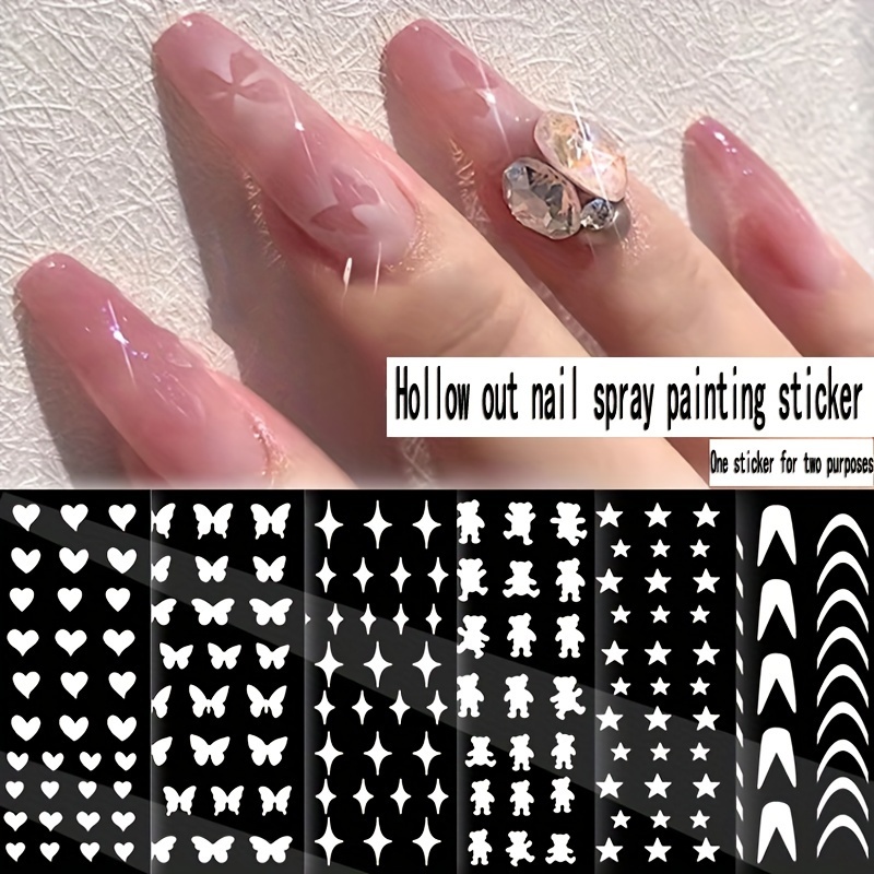 Airbrush Nail Stencils Stickers For Nail Art 3d Self - Temu