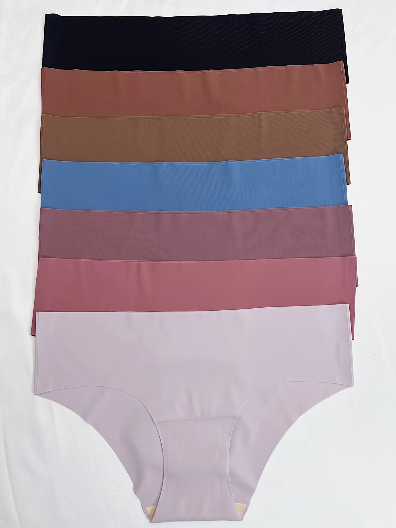 Women's 7pack No Show Panty Set Seamless Underwear Briefs Beige Brown