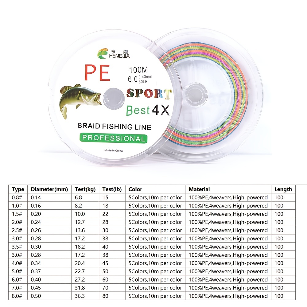 4 Strands 300M PE Braided Fishing Line 8-60LB Multifilament