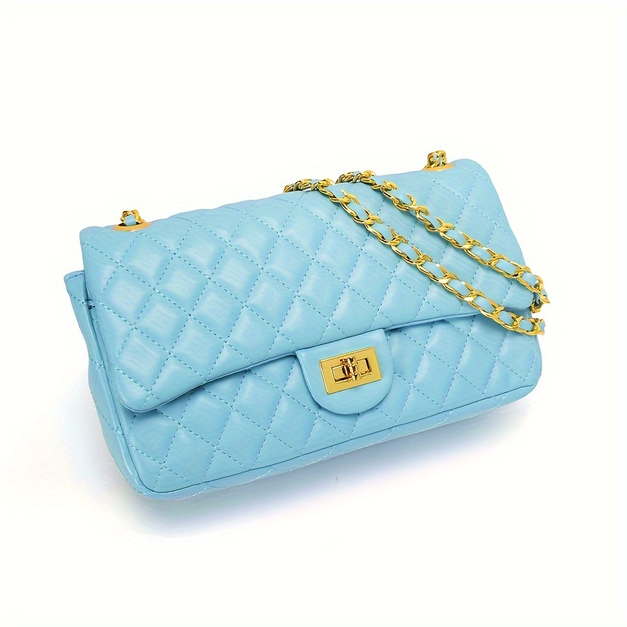 Classic Argyle Quilted Handbag, Luxury Chain Crossbody Bag, Women's Fashion Shoulder Bag,Blue,$26.99,Solid color,Temu