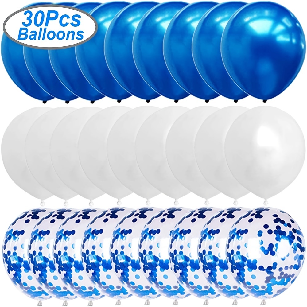  Globo de feliz cumpleaños, pancarta de feliz cumpleaños, con 2  globos de aluminio, 4 globos de confeti, 6 globos de látex para fiesta de  cumpleaños, azul : Juguetes y Juegos