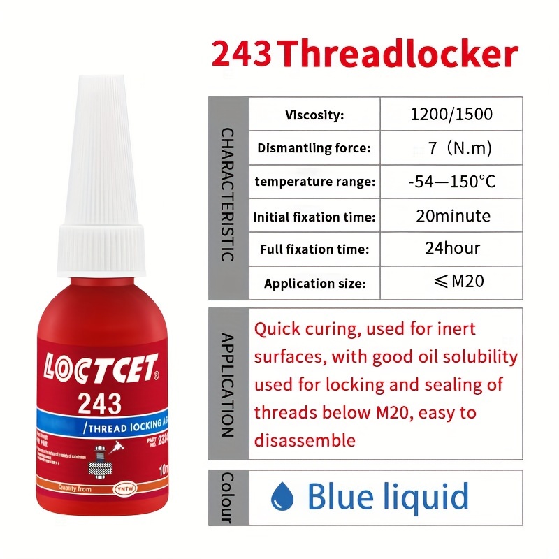 10ml Removable Threadlocker Lock Tight & Seal Fasteners