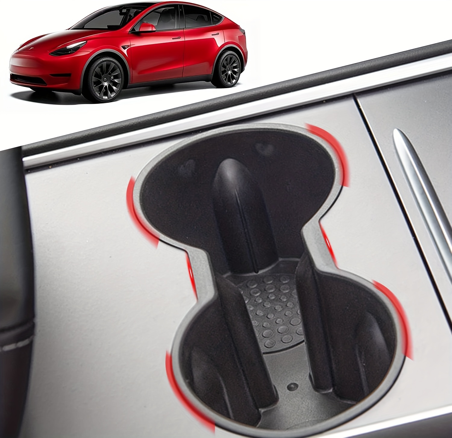 6 Porte-gobelet en caoutchouc console centrale Tesla modèle Y 1755533-00-A