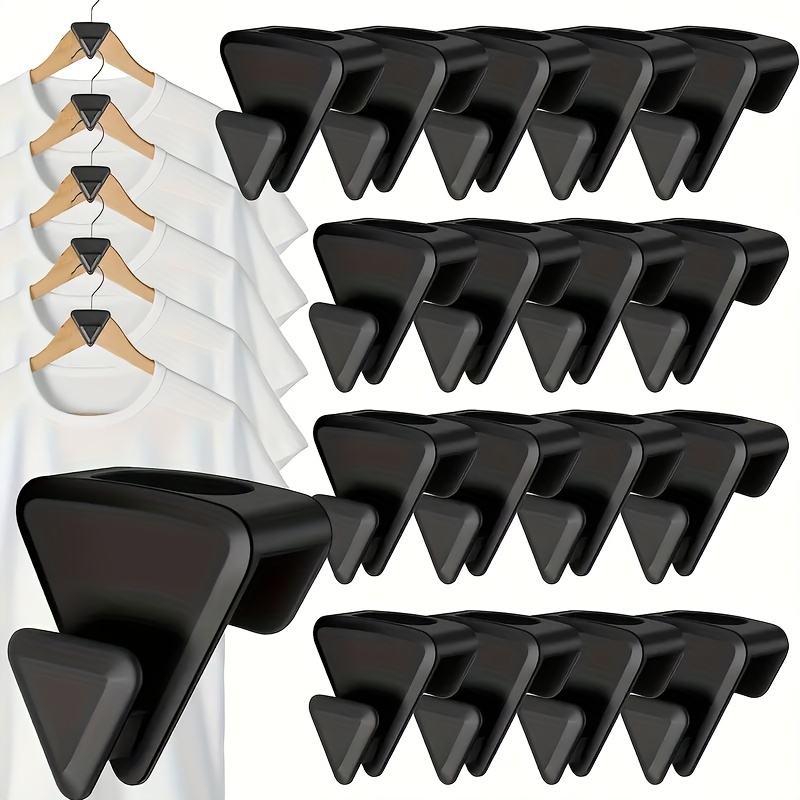 Ruby Space Triangles Original AS-SEEN-ON-TV, Ultra- Premium Hanger Hooks  Triple Closet Space 18 Count (Pack of 8), Black