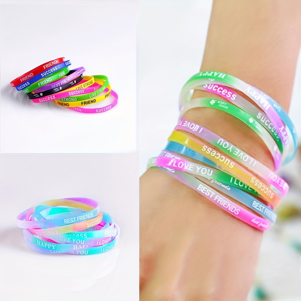 50pcs luminous hair ties bulk bracelets sports rubber wristbands