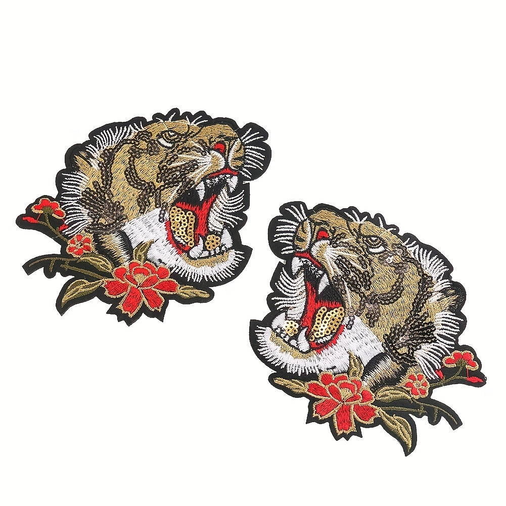 Tiger Pattern Embroidery Applique Animal Patches Heat Press