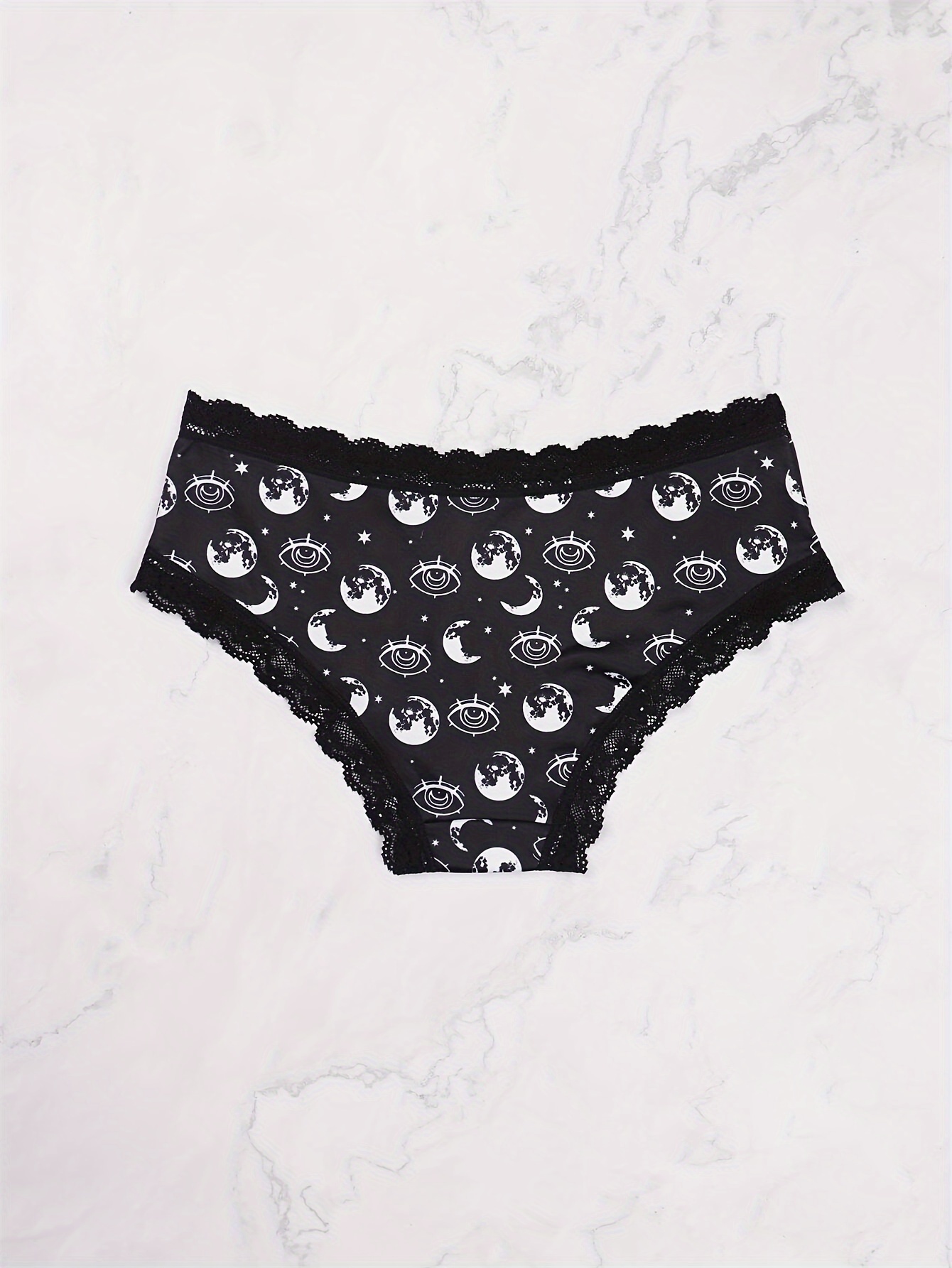 Contrast Lace Hipster Panties Skull Print Intimates Panties - Temu