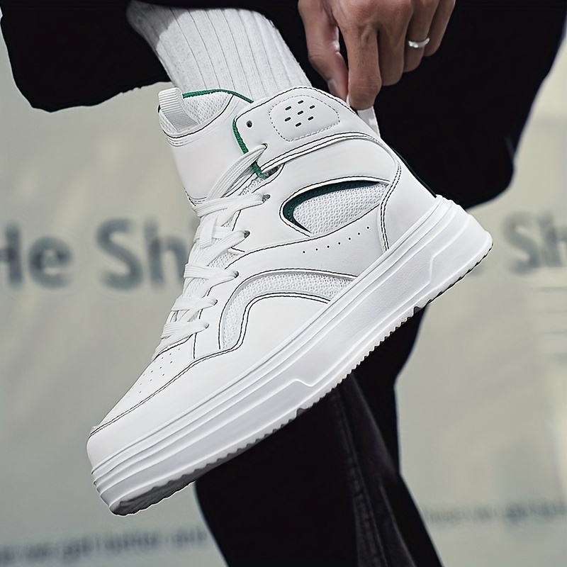 Plus Size Men's Trendy Solid/Colour Block High Top Skate Shoes, Comfy Non Slip Casual Soft Sole Sneakers For Men's Outdoor Activities