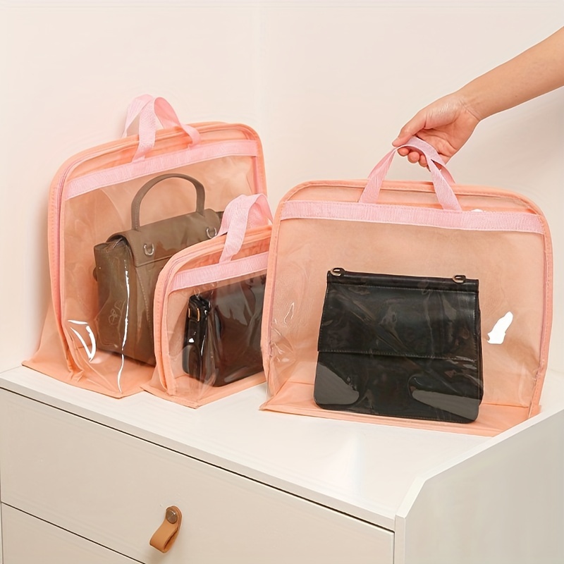 Solid Color Transparent Bag Storage Organizer Dustproof - Temu
