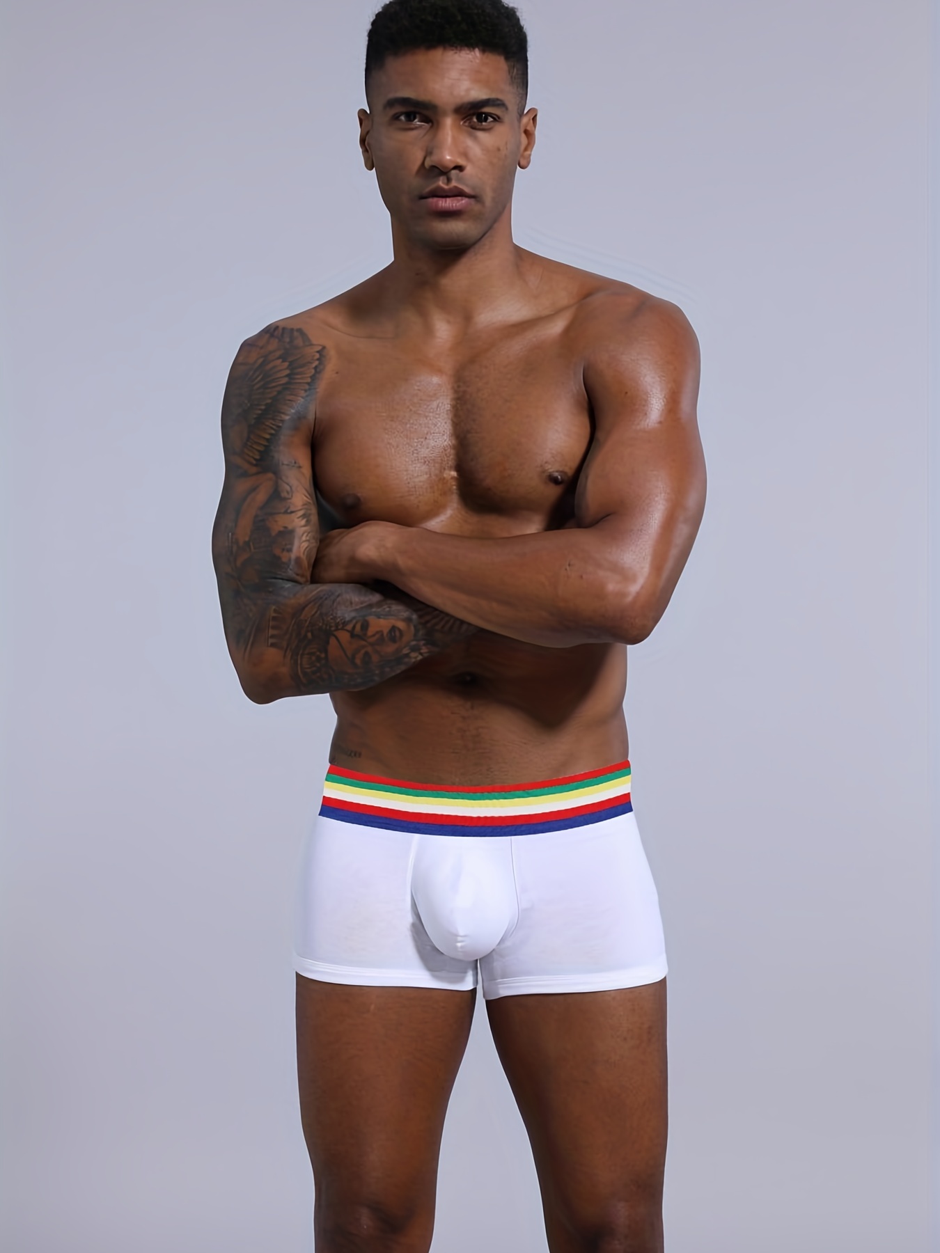 4pcs Men's FASHION Boxer Briefs, Hollowed Out Low * Briefs For Gay Men,  95% Cotton Breathable Comfortable Underwear