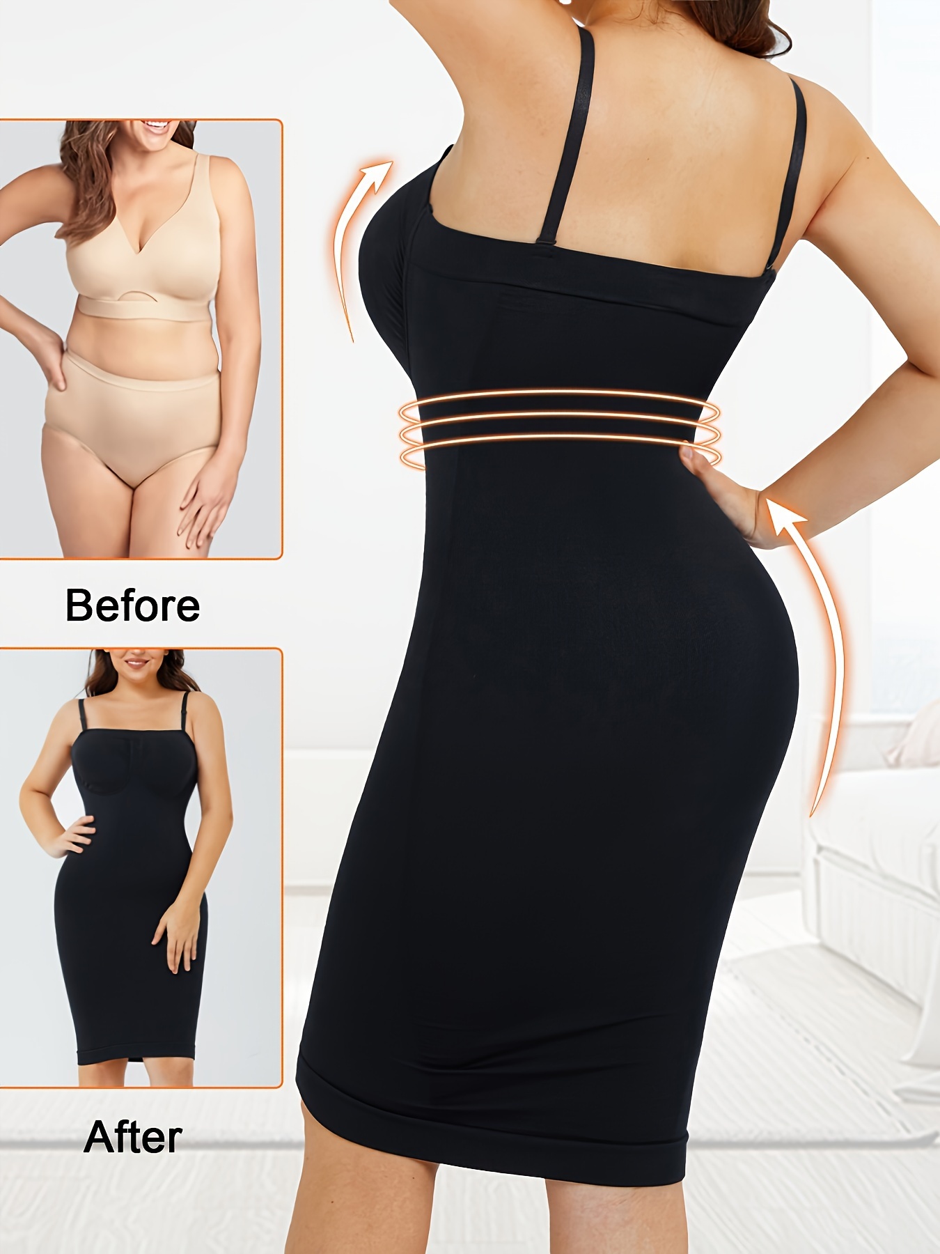 FUT Women Strapless Shapewear Full Slip Tummy Control Body Shaper Under  Dress with Removable Straps at  Women's Clothing store