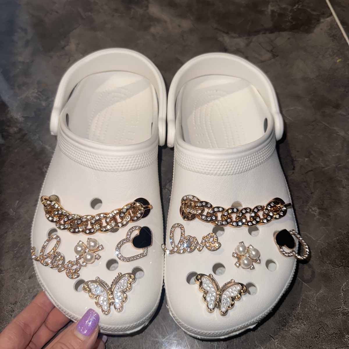 1PCS Fashion Shoes Designer Croc Charms Bling Rhinestone Girl Crystal  Diamond Gem Decoration Metal Pearl Accessorie Free Shippin