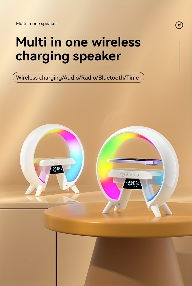 wireless charging speaker technology sense high sound quality high appearance atmosphere lamp electronic digital display large g design wireless speaker details 1