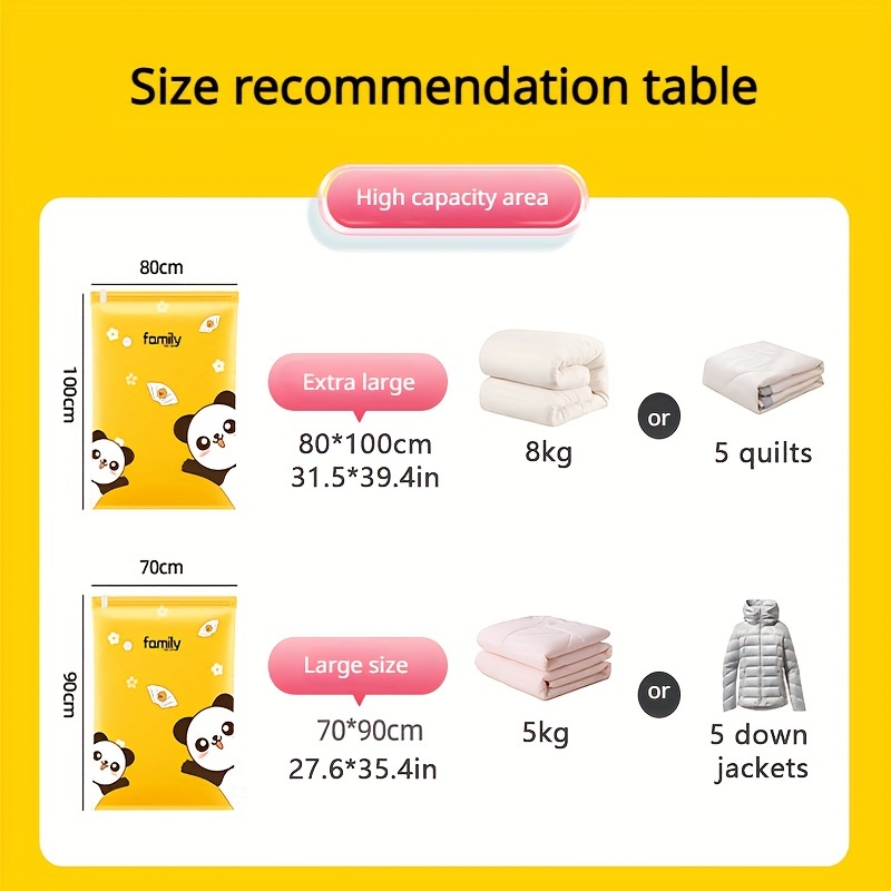 Cute Panda Vacuum Compression Storage Bag, Sealed Moving Bag For