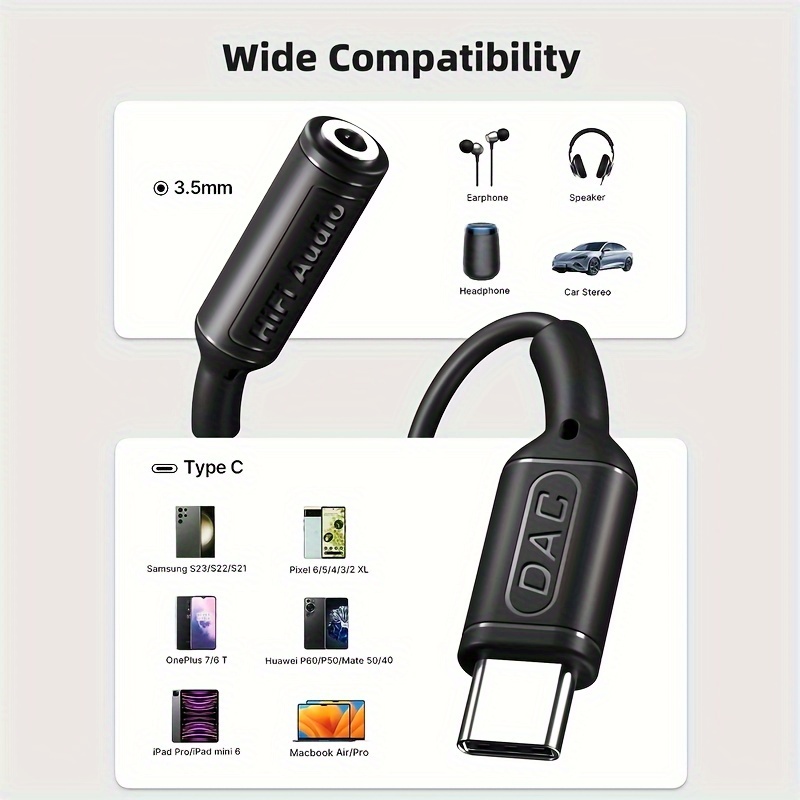 Type C 3.5mm Jack Headphone Adapter Usb 3.5 Audio Aux Cable Huawei