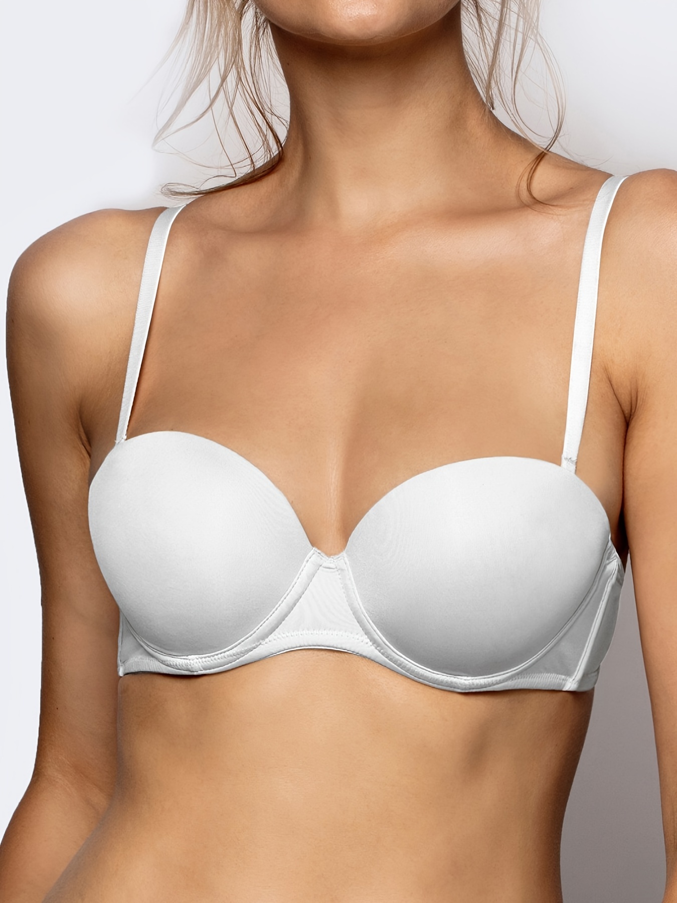 Vogue's Secret Women's Push Up Strapless Bra Convertible Underwire Thick  Padded T-Shirt Multiway Bras White, 32A at  Women's Clothing store