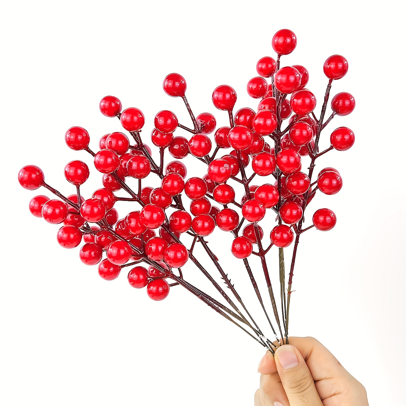 5pcs, Artificial Red Berries, Christmas Red Berries, Artificial Fruit Pulp,  Christmas New Year Bucket, Flower Arrangement, Simulation Flower Wreath, W