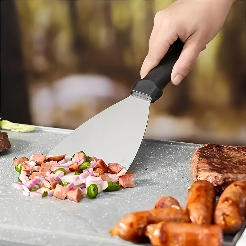 Grill Scraper For Griddle- Stainless Steel Slant Grill Spatula Scraper  Diner Flat Straight Blade With Riveted Wooden Handle For Teppanyaki, Bbq,  Dough Pancake And Pizza - Temu