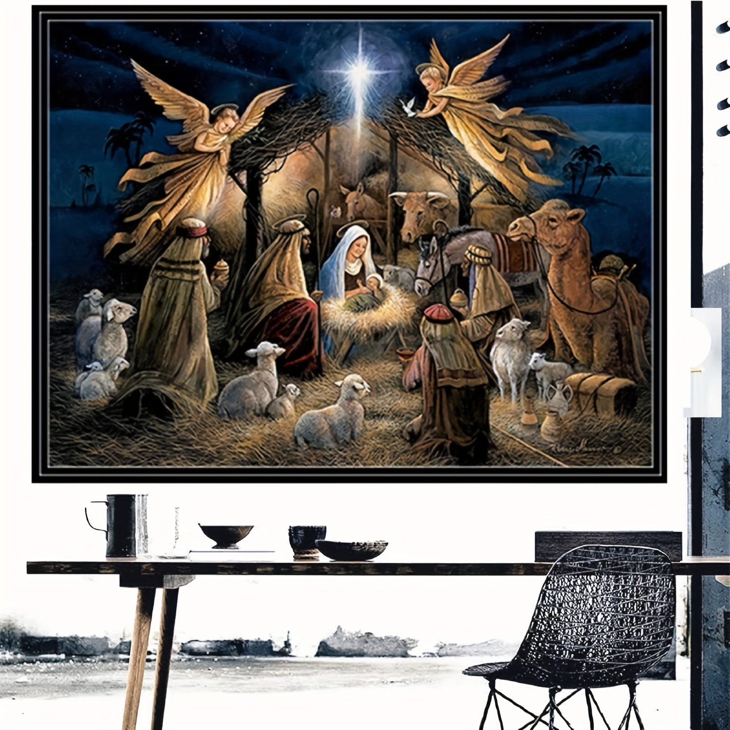 5D Christmas Nativity Scene Diamond Painting Kits for Adults Beginner, DIY Jesus Was Born Diamond Art, Full Round Drill Religious Gem Art Kits, Home