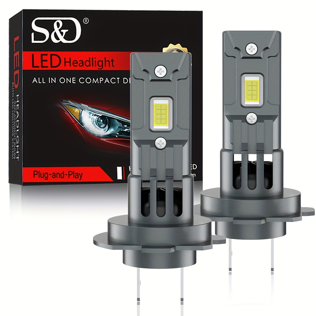 Mini phares LED H7, ampoule Anti-erreur Canbus 60W, sans fil pour phare de  voiture H18 18000lm, blanc Super lumineux, Turbo Diode, 2 pièces