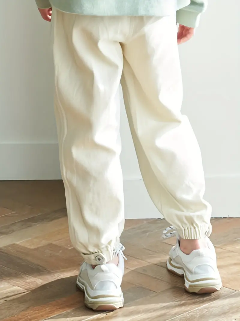 Toddler Teen Girls Solid Color Casual Preppy Trousers