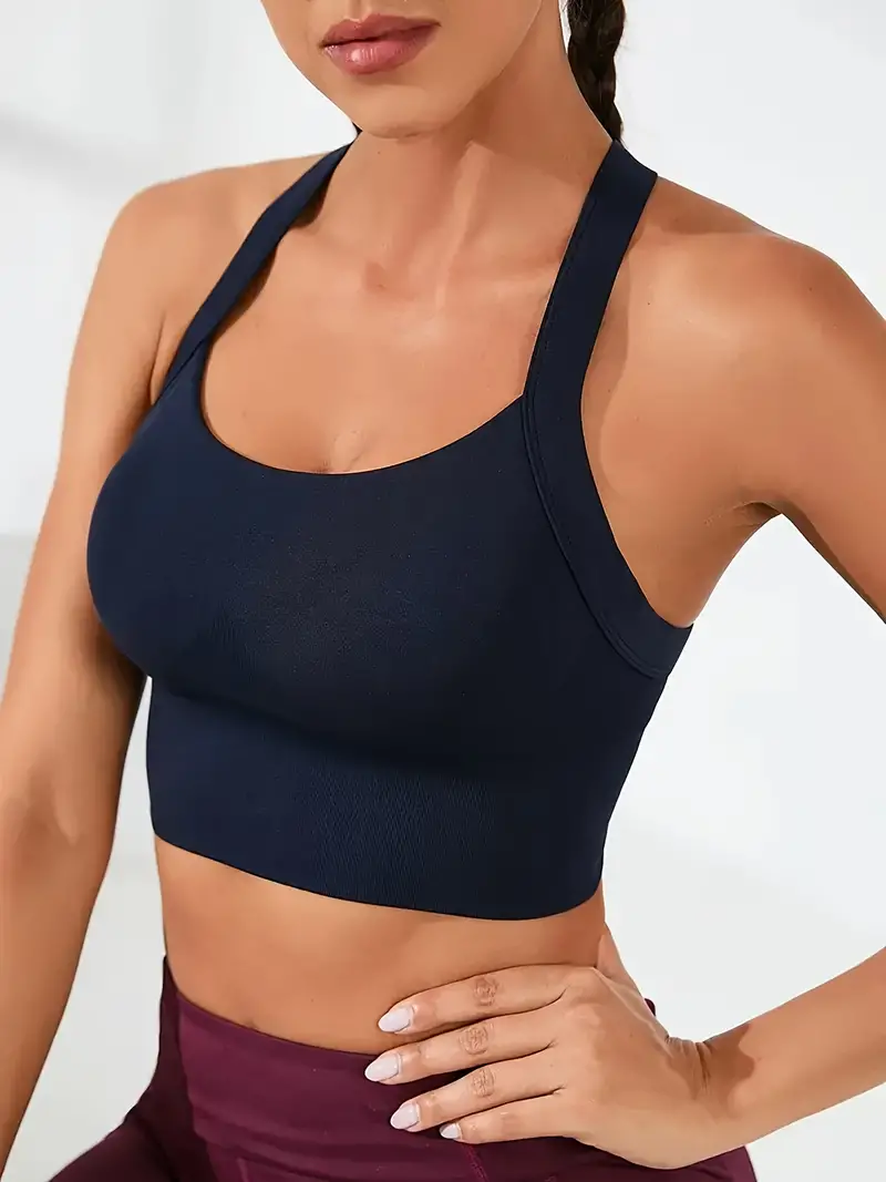 Sexy Backless Cross Strap Sports Bra Workout Solid Color - Temu