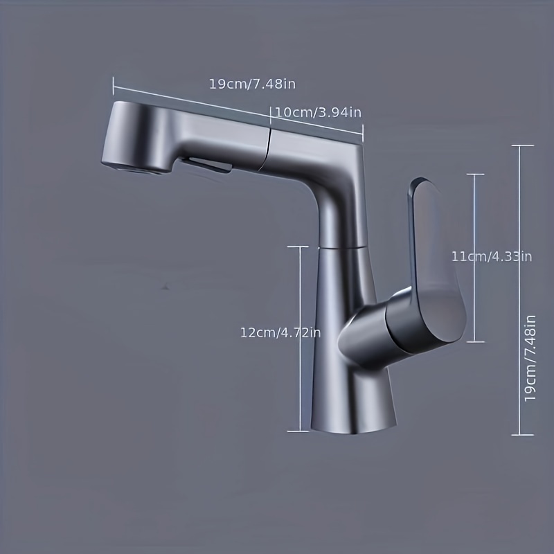 1pc Plastic Steel Material Pull-up And Down Type Faucet, Cold And Hot Water Universal, Suitable For Bathroom Sink/ RV/ Bar/ Bathroom