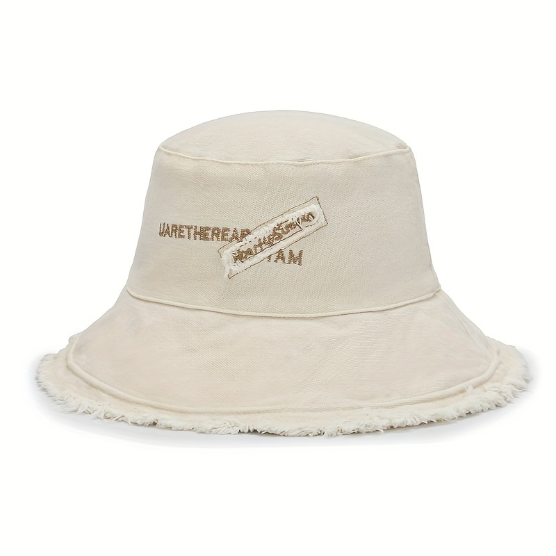 Trim Denim Bucket Hat, Solid Color UV Protection Distressed Washed Summer Fisherman Hat For Women