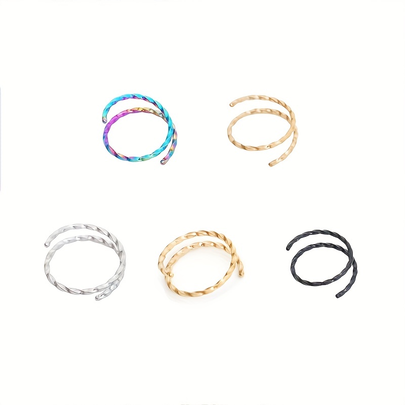 5pcs Double Twisted Nose Ring Set