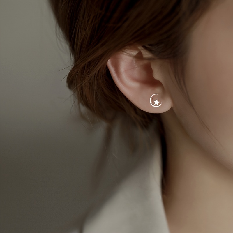 Star Moon Silvery Earrings
