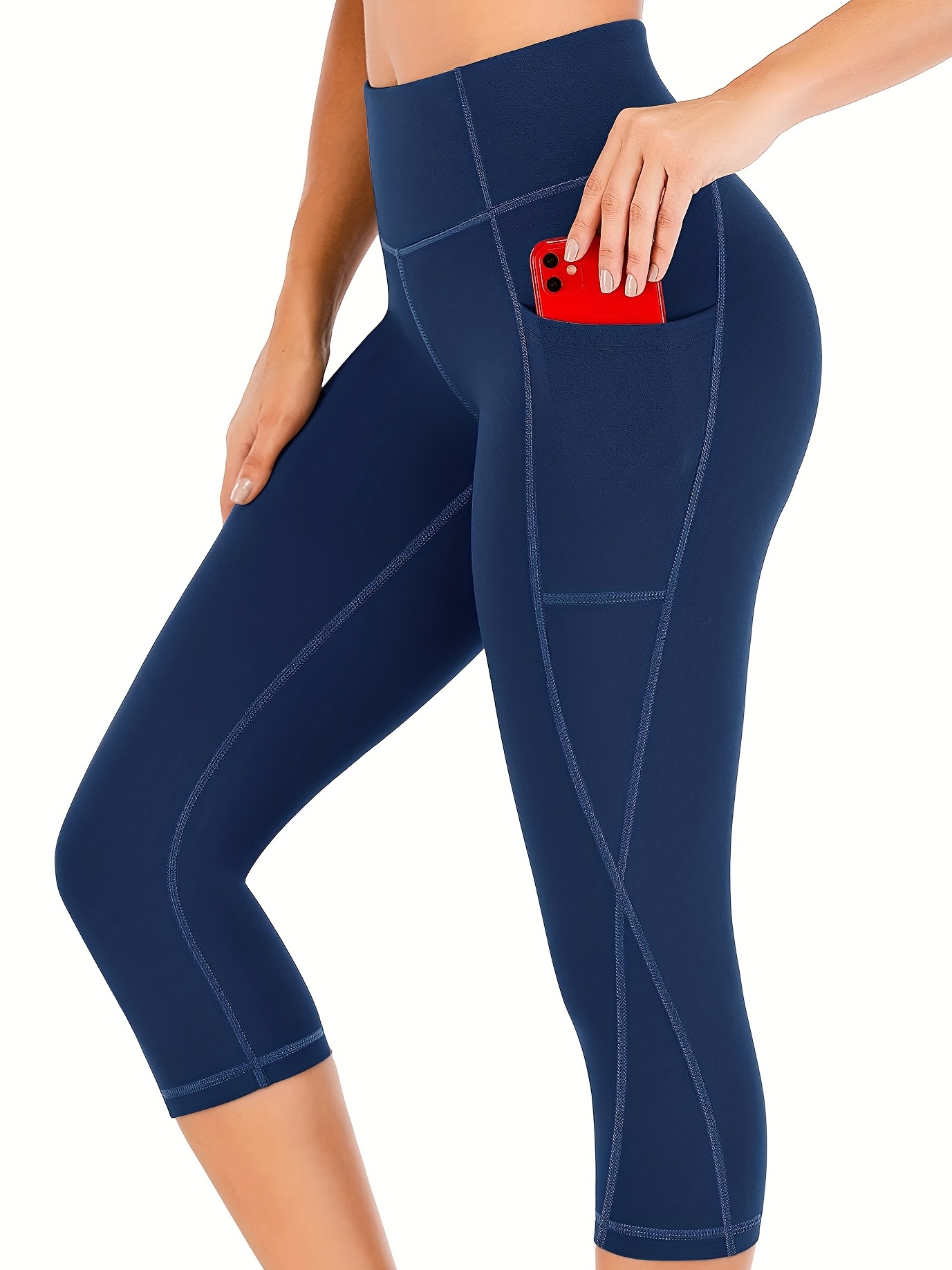 Plus Size Sports Leggings Women's Plus Solid Pipping High - Temu New Zealand