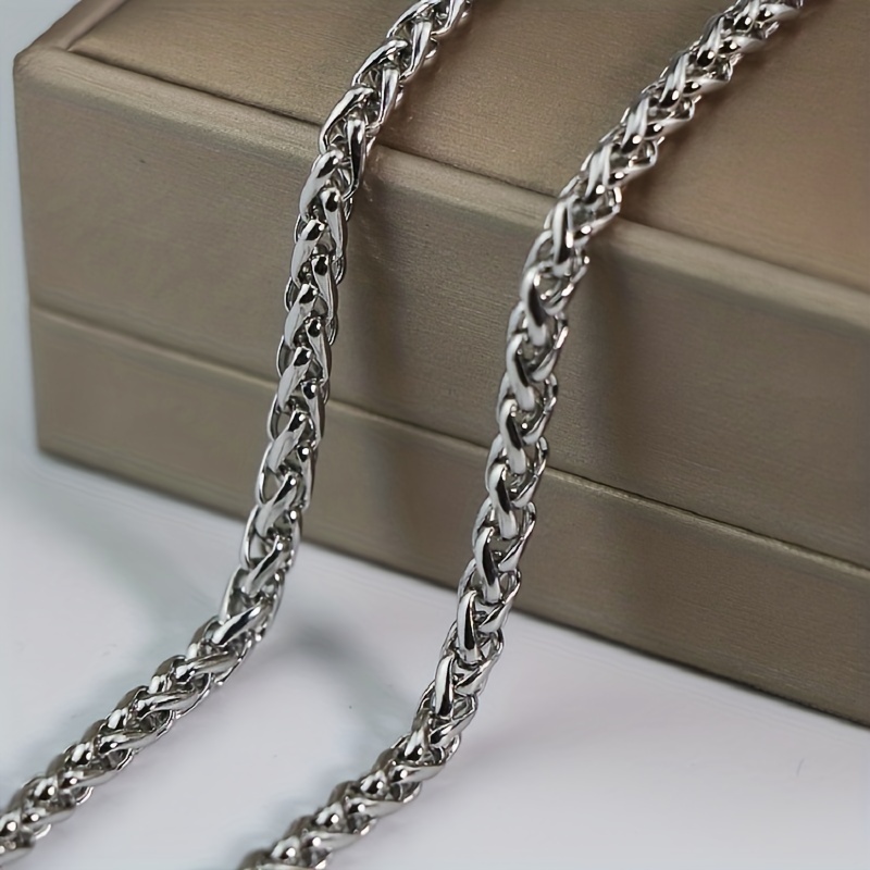 Titanium 4mm Wheat Link Necklace Chain Sz 16