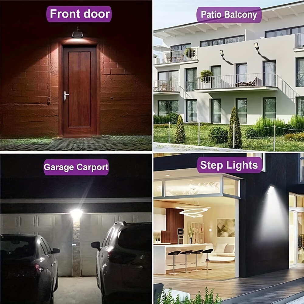 Solar Street Lights Outdoor Wireless Solar Security Wall Light Motion  Sensor with 3 Lighting Modes for Front Door Garden Yard