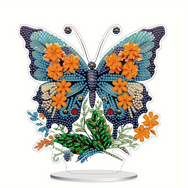 5d Diy Artificial Diamond Painting Two Purple Butterflies - Temu