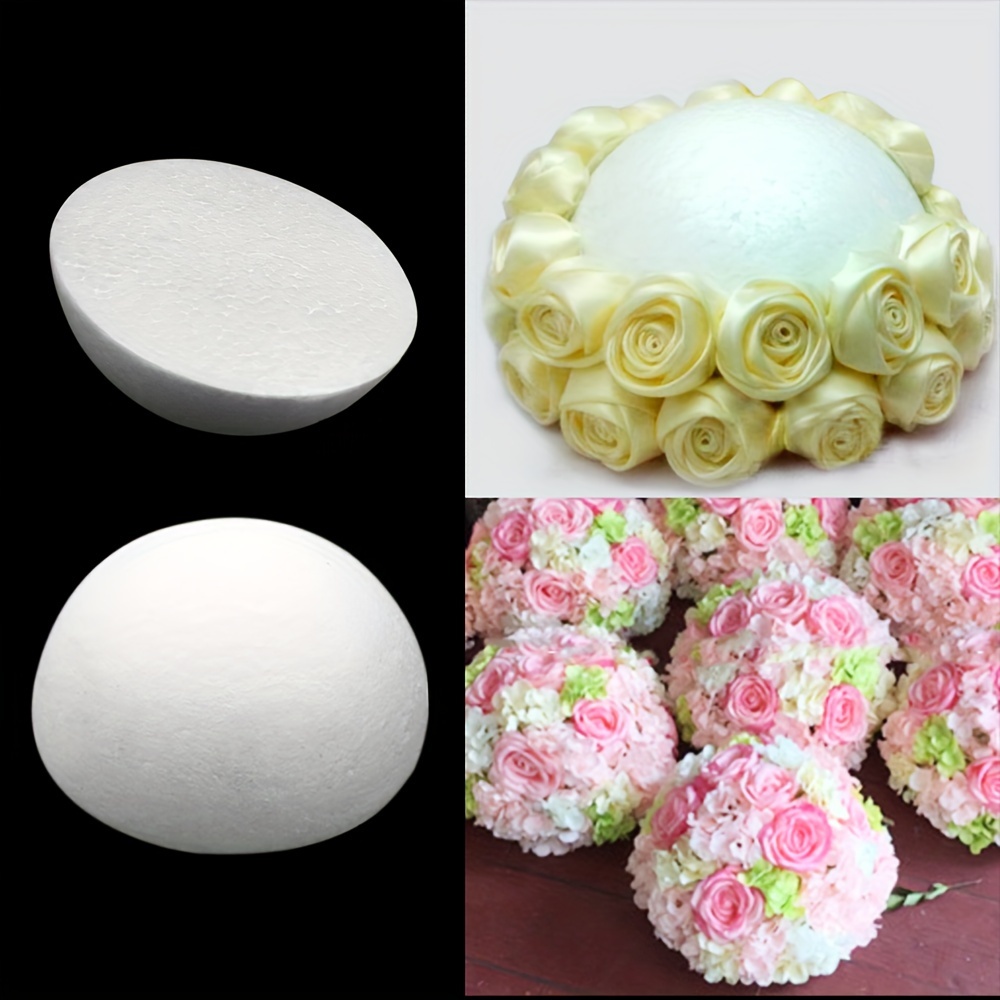 

1pc 8 Inches White Solid Foam Hemisphere Manual Diy Flower Arrangement Wedding Decoration Semicircle Foam Ball Cake Exercise Mold Kitchen Accessories