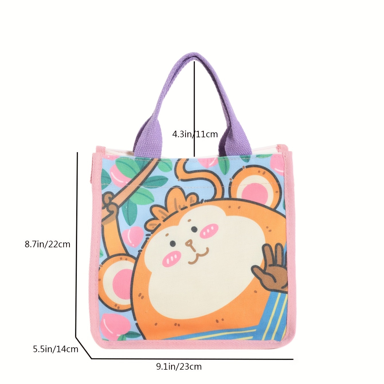 Simple Cartoon Monkey Pattern Handbag, Canvas Casual Shoulder Bag, Women's  Storage Bag - Temu