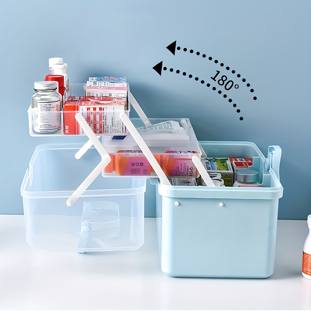 Plastic Medical Storage Containers Medicine Box Organizer Home Emergencies First  Aid Kit Pill Case 3-Tier with Compartments and Handle Large Capacity Family Medicine  Organizer Storage Box Portable