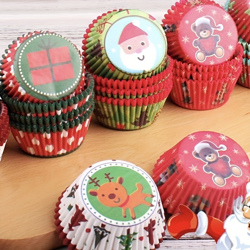 Baking Tool Christmas Snowman Elk Paper Cup, Heat Resistant Muffin Cup,  Dessert Cake Cup Baking Supplies - Temu