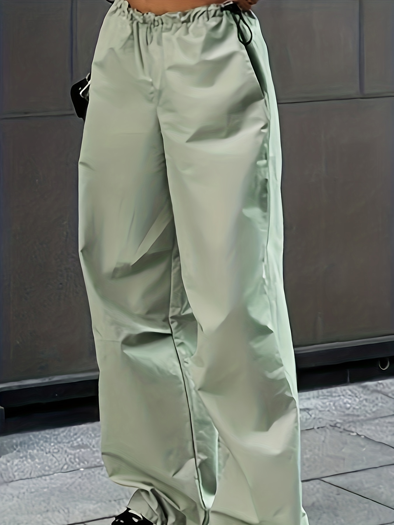Buy CRAMPLE®Parachute Pants Women Hippie Streetwear Oversize Pockets Cargo  Trousers Wide Pantalone Women Pants (Dark Green) at