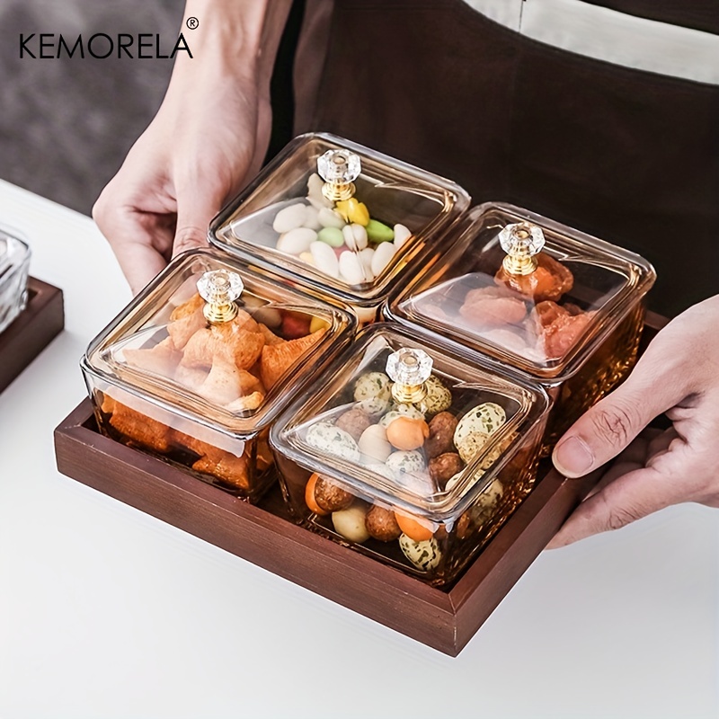 Divided Serving Tray With Lid, Removable Divided Platter Food Storage  Containers With 4 Compartment For Christmas Party, Veggies, Snack, Fruit,  Nuts, Candy, Cracker, Chip, Candy Servers, Candy Jar With Lids - Temu