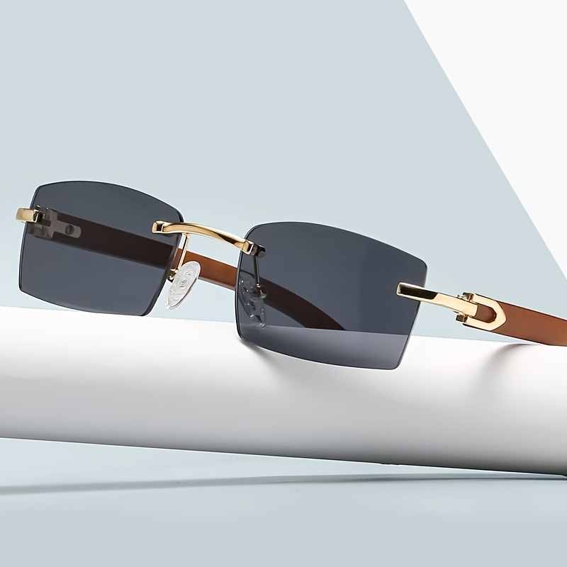 Punk Rimless Rectangle Sunglasses Vintage Small Frame Sun Glasses
