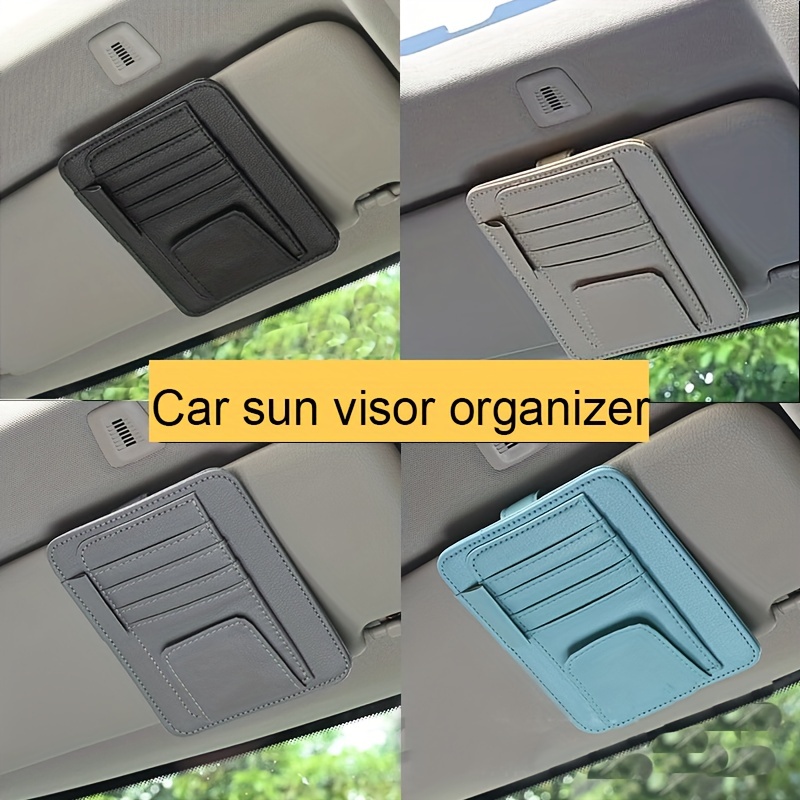 Hemsett Car Sun Visor Organizer - Car Visor Organizer with Storage Pockets  for Cards, Pens, Sunglasses 