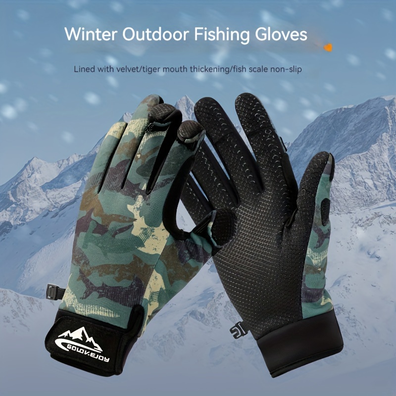  Flexible Fishing Gloves Fleece Lining Windproof Ice