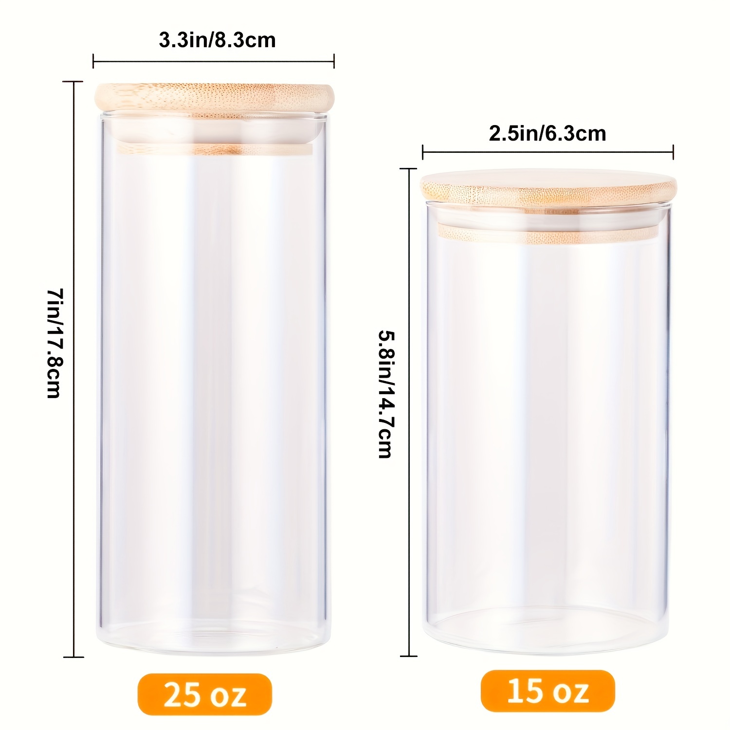 2 Recipientes herméticos de vidrio bote de almacenamiento de alimentos de  15oz